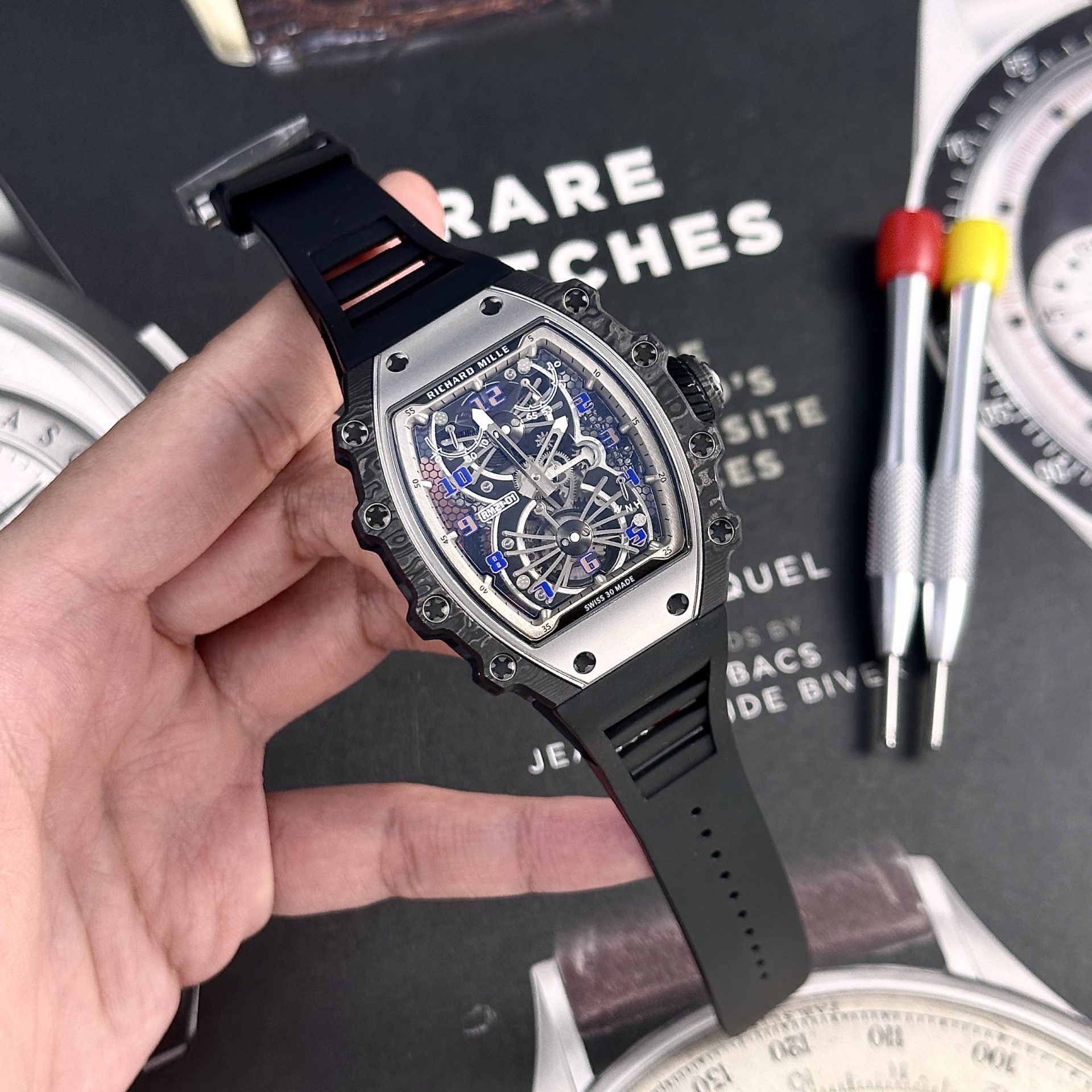 Richard Mille Super Clone Watch RM21-02 Tourbillon Aerodyne Rubber Strap 43mm