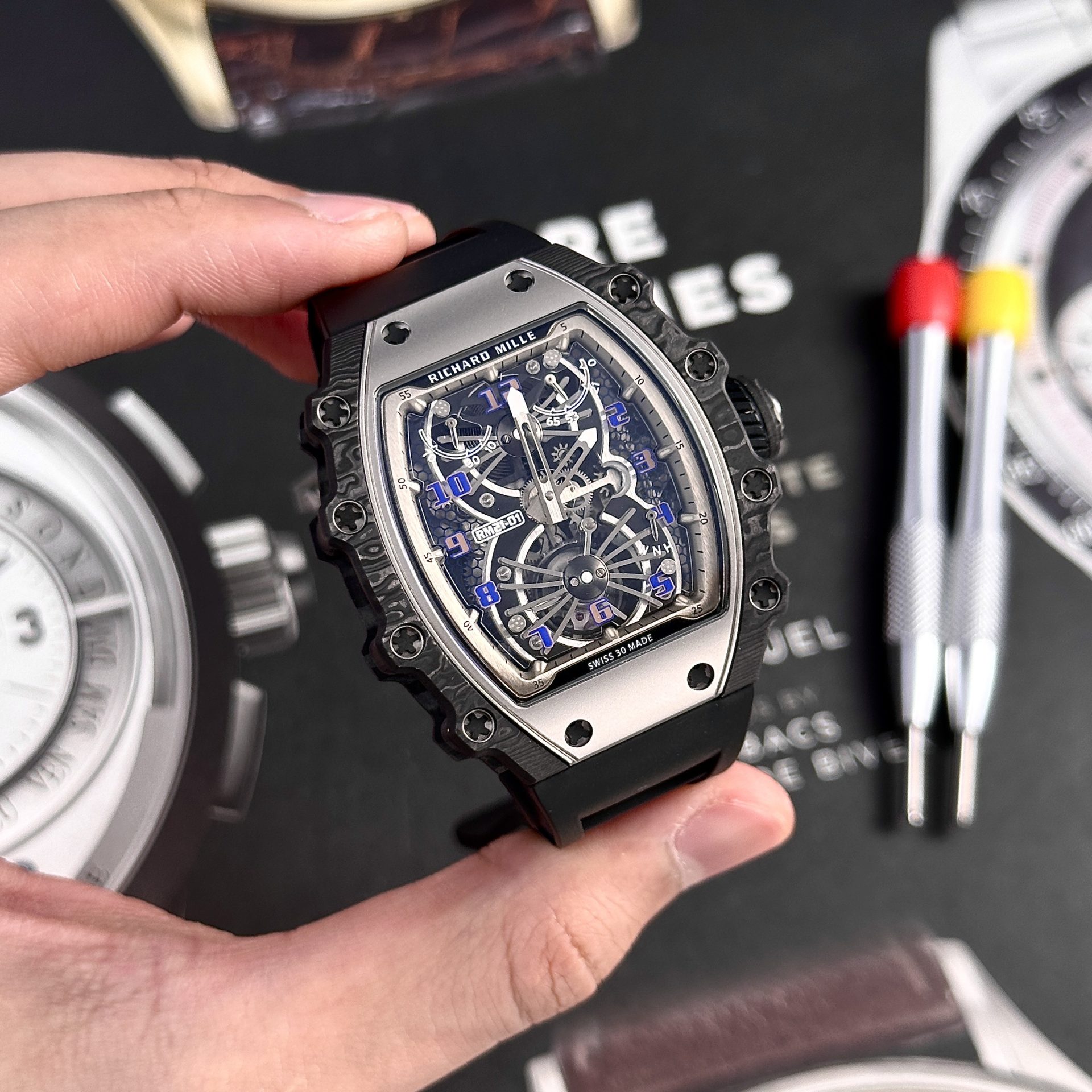 Richard Mille Super Clone Watch RM21-02 Tourbillon Aerodyne Rubber Strap 43mm - Image 3