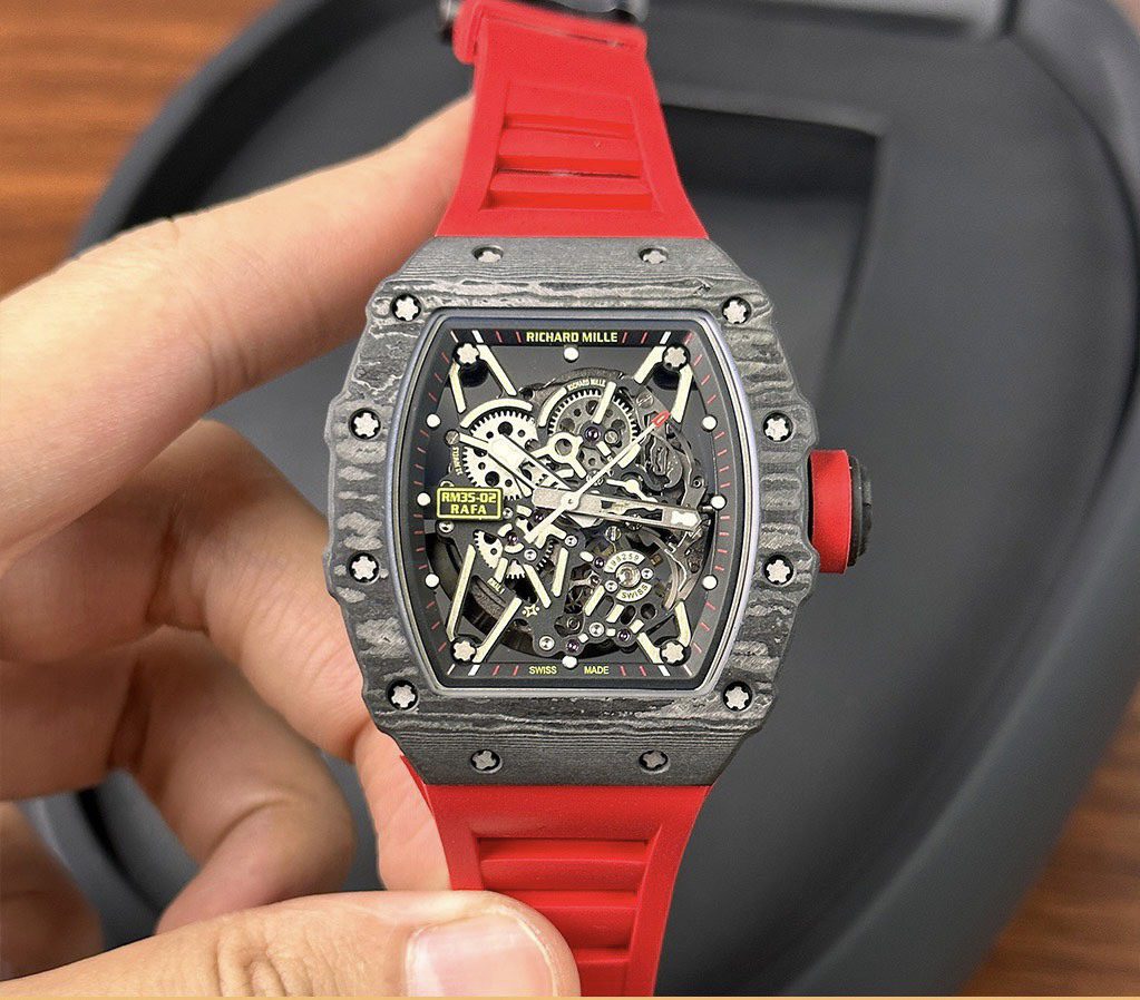 Richard Mille RM35-02 Replica Watch Skeleton Red Rubber Strap 44mm