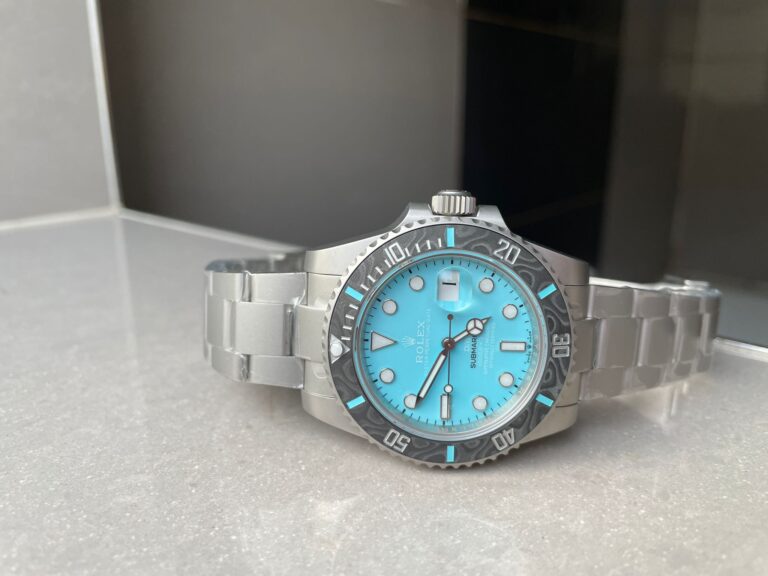 Rolex Submariner Sandblasted DIWF Best Edition Carbon Bezel Tiffany Blue Dial Dial on SS Bracelet VR3135 Super Clone - Image 6