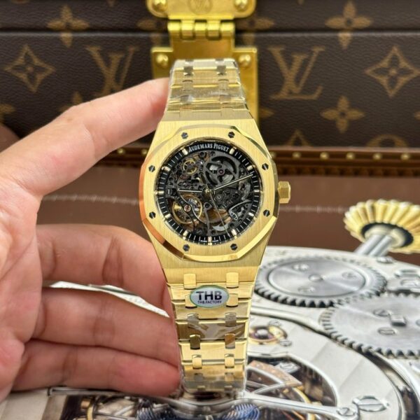 Dong Ho Audemars Piguet Replica 11 Royal Oak Openworked 15407 Ma Vang Mat Lo Co Xuong THB 41mm 1 768x768 1