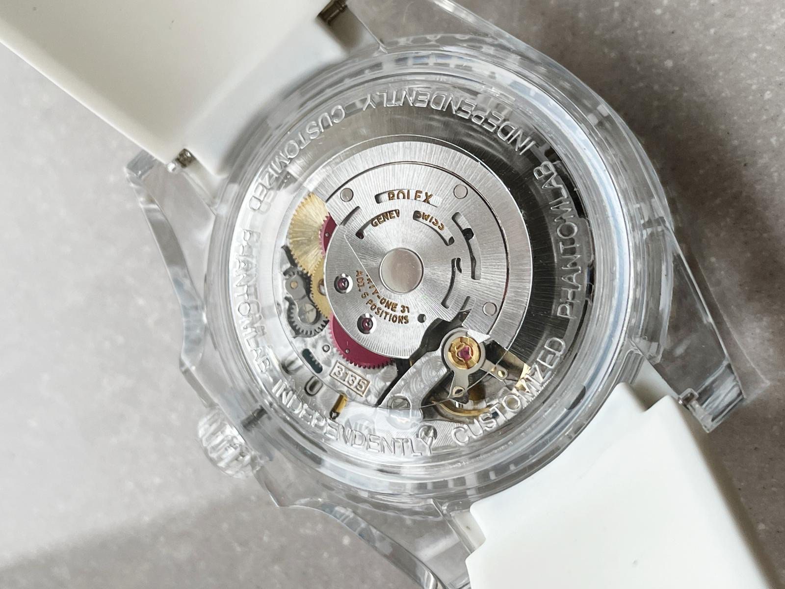 Rolex Submariner Phantomlab Transparent 5GF Best Edition Blue Fruit Dial on White Rubber Strap VR3135 Super Clone - Image 7
