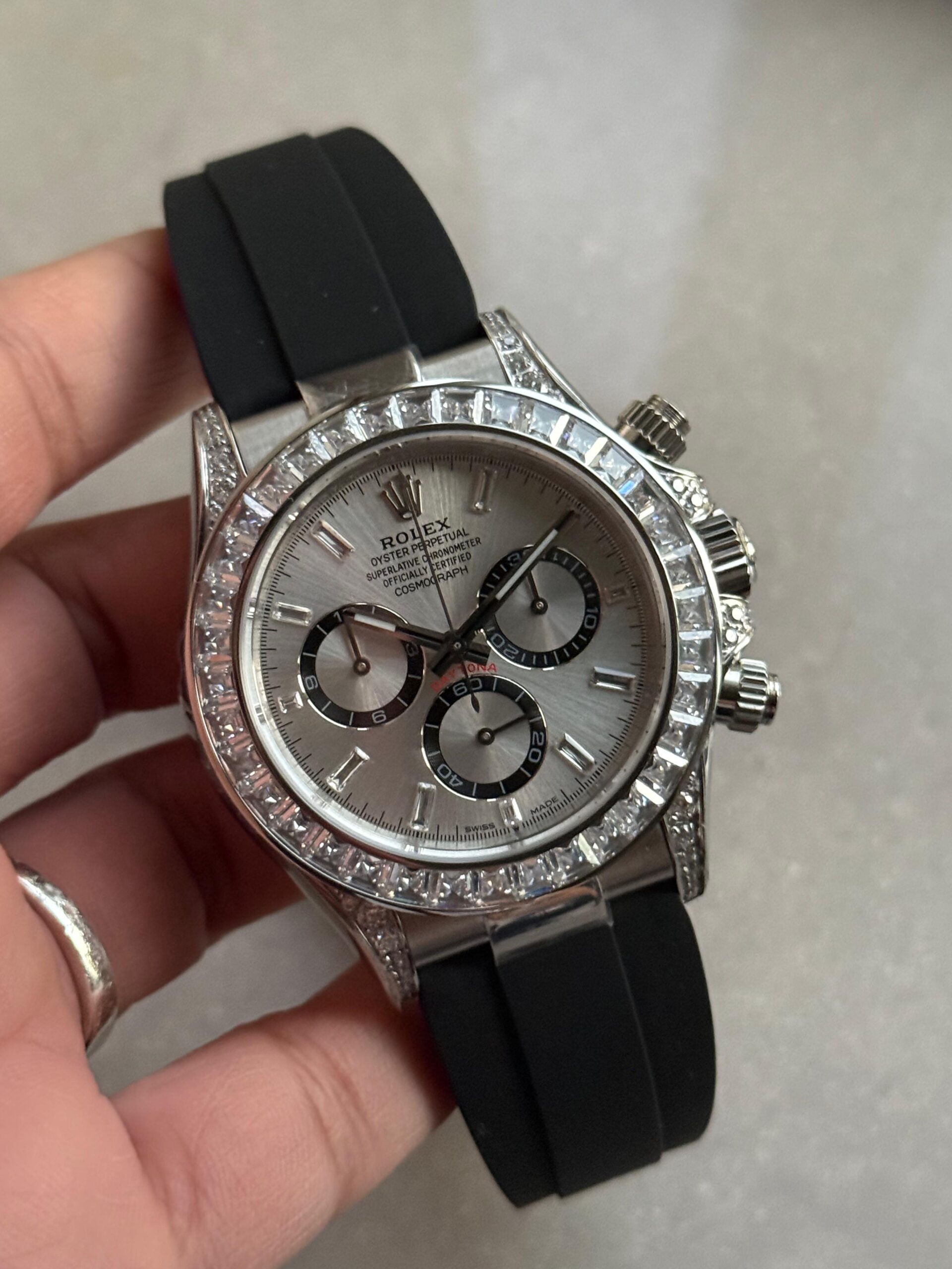 daytona custom daytona 4131 moissanite diamond dial oysterflex barcelet