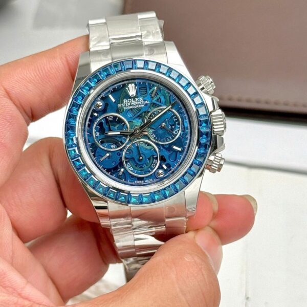Dong Ho Rolex Daytona Arolla Challenge Blue Replica 11 Dinh Da Mau Xanh Blue 40mm 3 768x1024 1