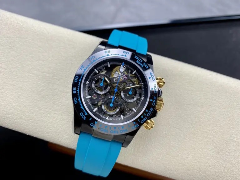Rolex Daytona By Blaken Skeleton Dial Rubber Strap Cyan 40mm Super Clone - Image 3