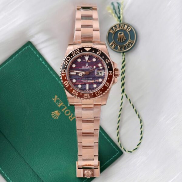 Dong Ho Rolex GMT Master II 126715CHNR Replica 11 Ma Vang Hong Mat Da Mat Ho 40mm 2 768x768 1