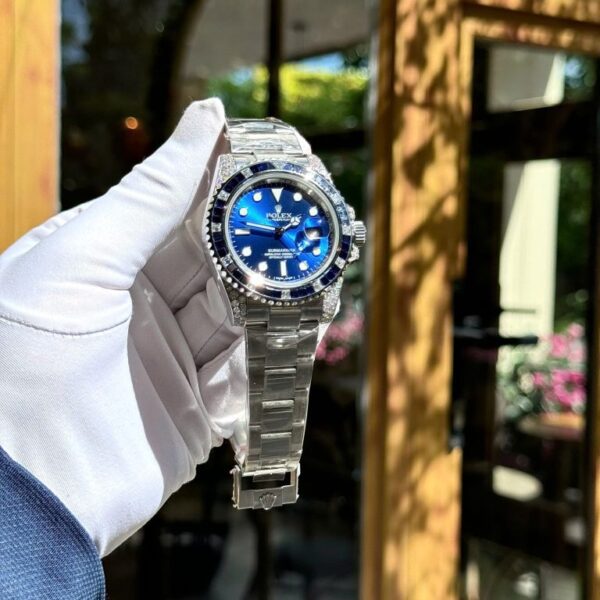Dong Ho Rolex Submariner Mat Xanh Blue Che Tac Dinh Moissanite Sapphire Tong Hop 41mm 6 768x768 1