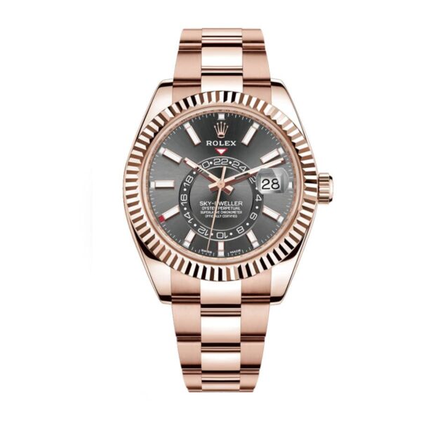 rolex sky dweller 326935 sro automatic everose grey dial replica