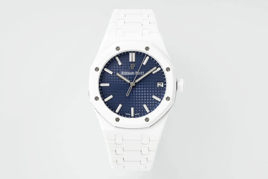 Royal Oak 41mm 15500 White Ceramic/Cer Blue Dial