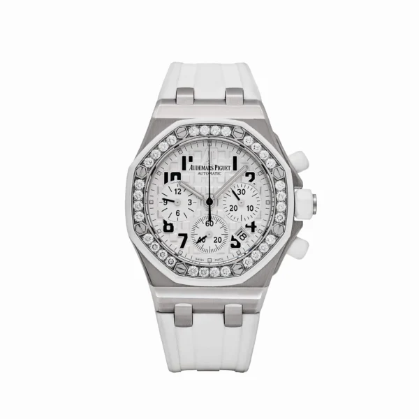 audemars piguet royal oak offshore 26048sk zz d010ca 01 stainless steel white dial diamond bezel audemars piguet 43794261934324