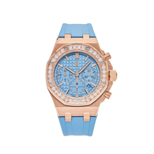 audemars piguet royal oak offshore chronograph 26231or zz a085ca 01 rose gold blue dial diamond bezel 2023 audemars piguet 40259660644596