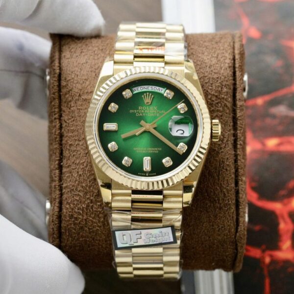 Dong Ho Rolex Day Date 128238 Rep 11 Mat Xanh Ombre Trong Luong 158 Grams Nha May QF 36mm 2 768x778 1