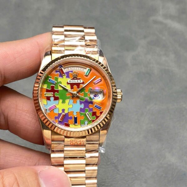 Dong Ho Rolex Day Date 128235 Che Tac Mat So Puzzle Emoji Jigsaw Motif 36mm 3