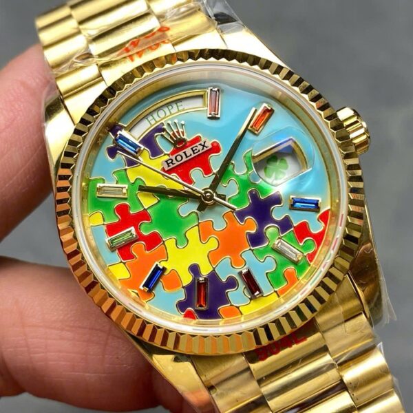Dong Ho Rolex Day Date 128238 Che Tac Mat So Puzzle Emoji Jigsaw Motif 36mm 6